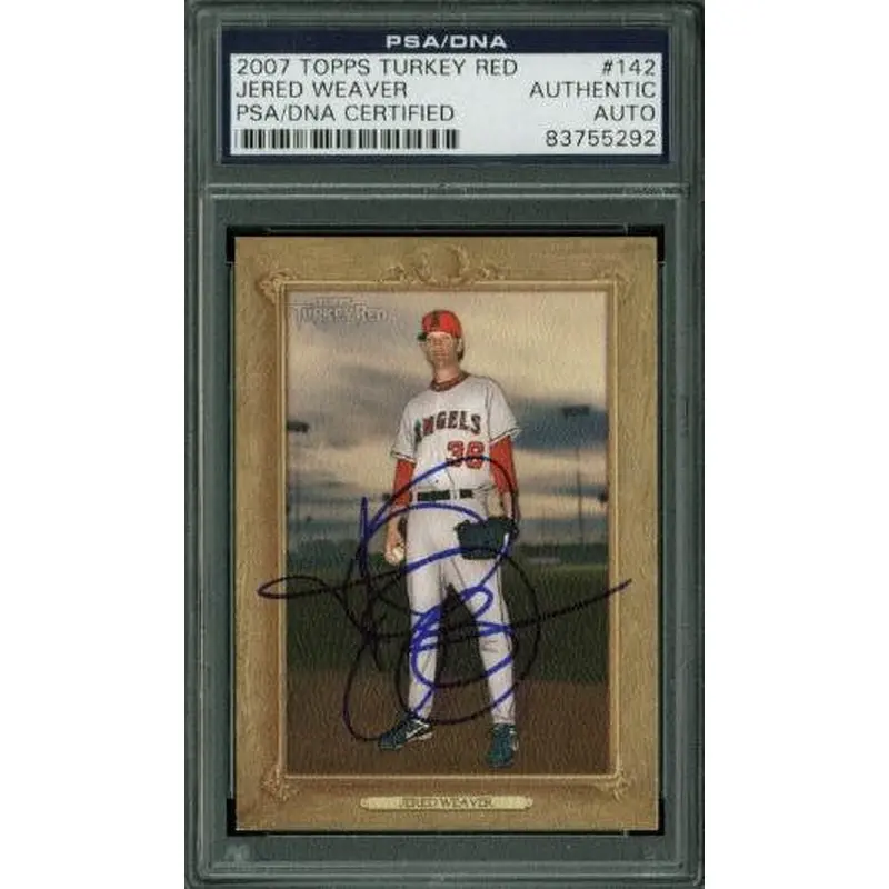 Angels Jered Weaver Authentic Signed Card 2007 Topps Turkey Red #142 PSA Slabbed