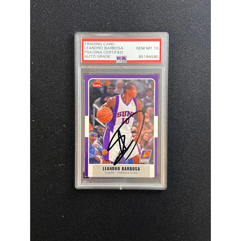 2007-08 Fleer #187 Leandro Barbosa Signed Card AUTO 10 PSA Slabbed Suns