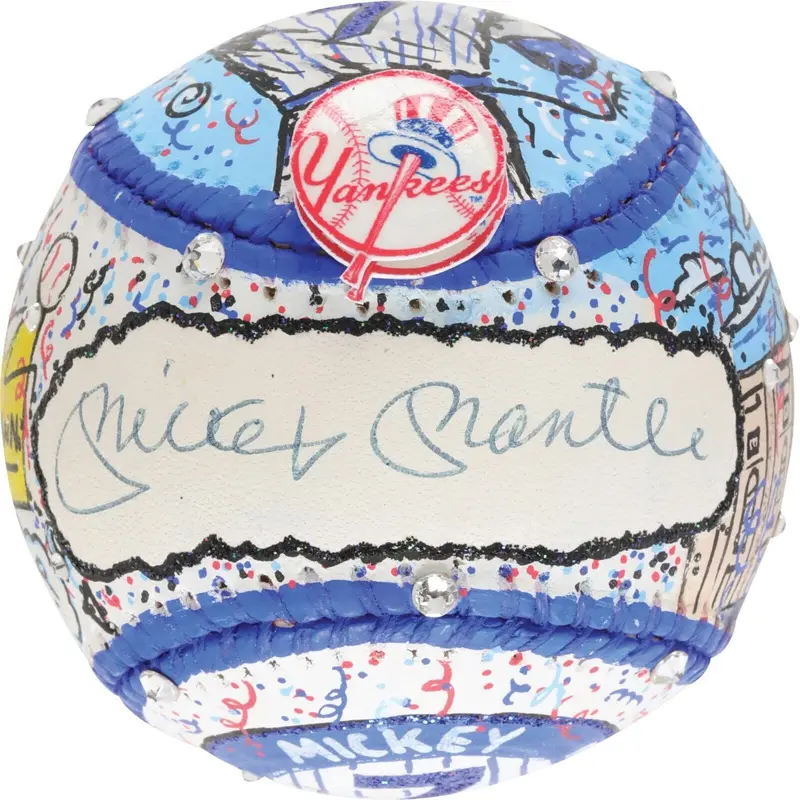 Mickey Mantle Signed Charles Fazzino Hand Painted Pop Art Baseball Beckett