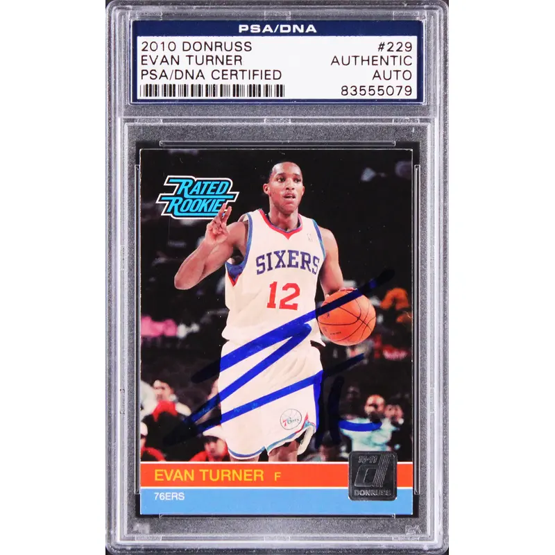 76ers Evan Turner Authentic Signed 2010 Donruss #229 Card PSA/DNA Slabbed