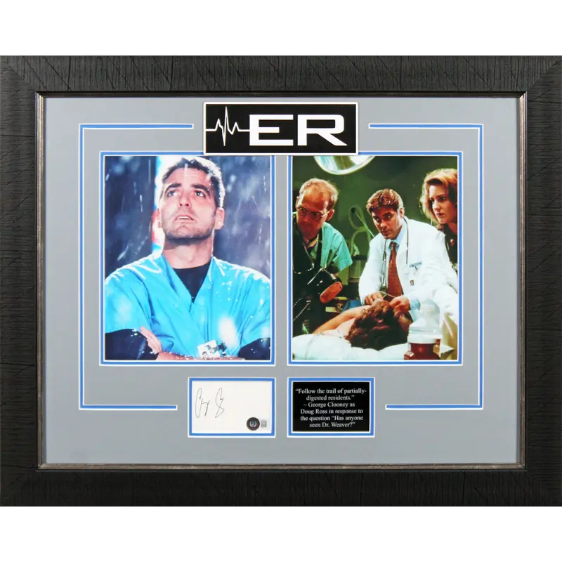 George Clooney ER Authentic Signed & Framed 3x5 Index Card Autographed BAS