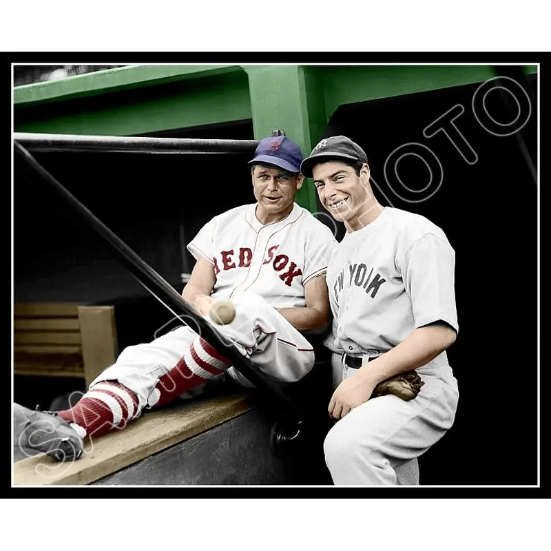 Joe Dimaggio Jimmie Foxx Colorized 8X10 Photo - 1937 Yankees Red Sox - 1743