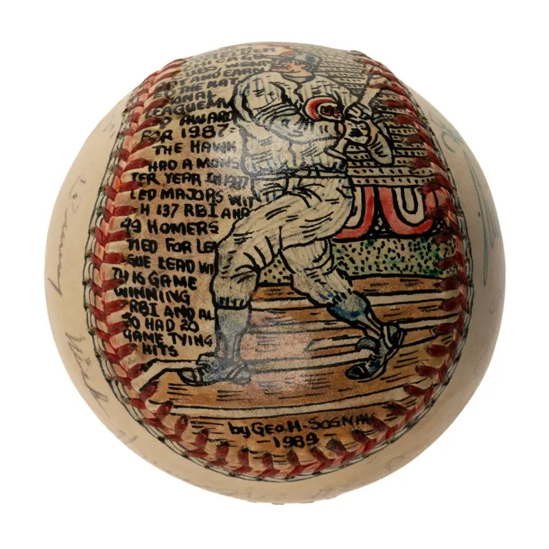 Beautiful Andre Dawson Hand Painted George Sosnak Folk Art Signed Baseball