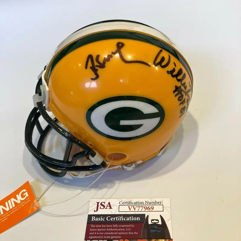 Paul Hornung Willie Davis, Jan Stenerud Signed Green Bay Packers Mini Helmet JSA