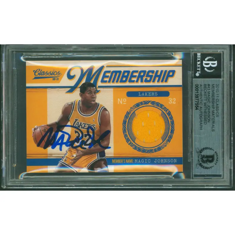 Magic Johnson Signed 2010 Classics Membership #43 9/100 Card Auto 10 BAS Slabbed
