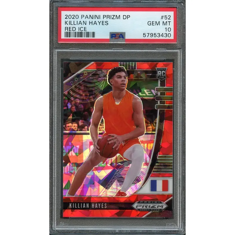 2020-21 Prizm Draft Picks Red Ice #52 Killian Hayes PSA 10 RC Pistons