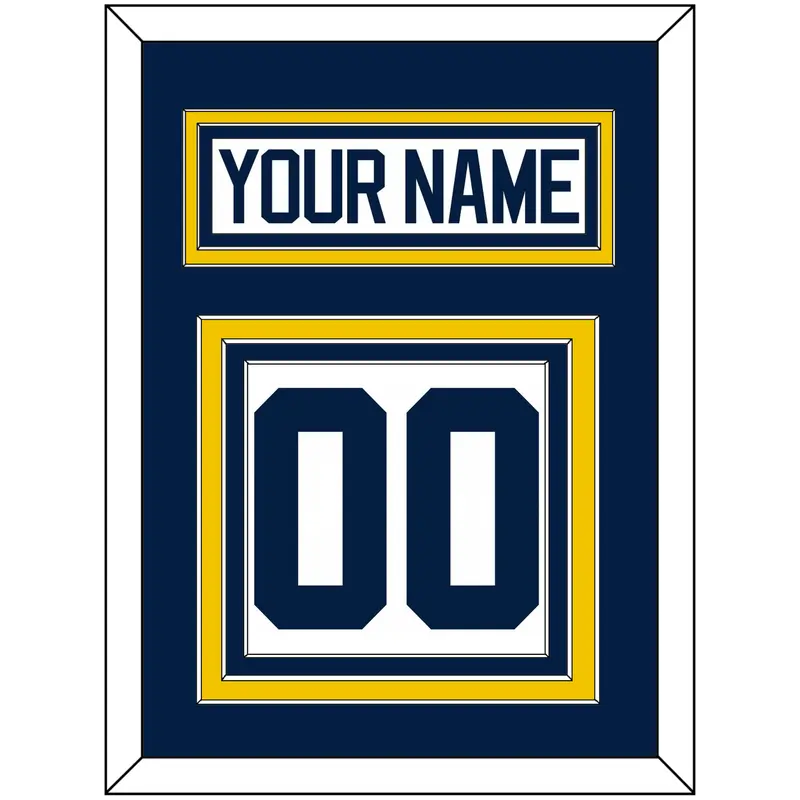 Michigan Hockey Nameplate & Number (Back) - Home White - Triple Mat 2
