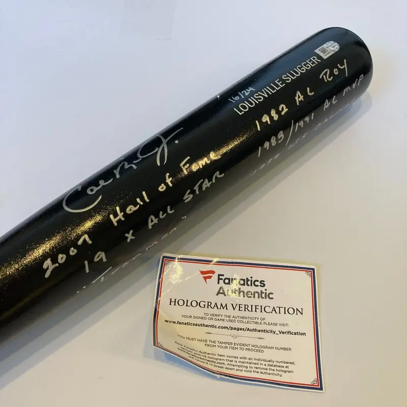 Cal Ripken Jr. Signed Heavily Inscribed STAT Baseball Bat Fanatics & MLB Holo