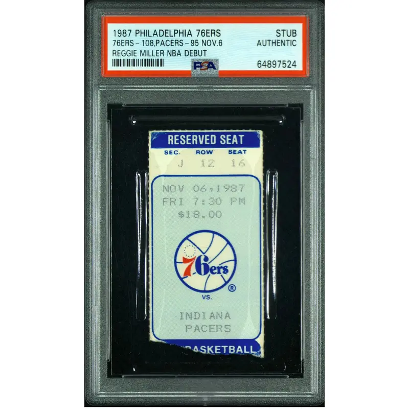 Reggie Miller NBA Debut Ticket November 6, 1987 PSA POP 1!