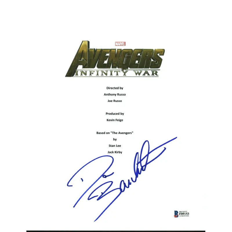 Dave Bautista Avengers Infinity War Signed Movie Script Cover BAS #F09153