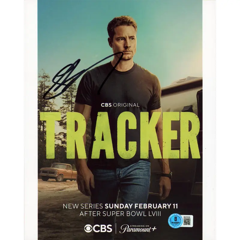 Justin Hartley Tracker Authentic Signed 8x10 Vertical Photo BAS #BS78100