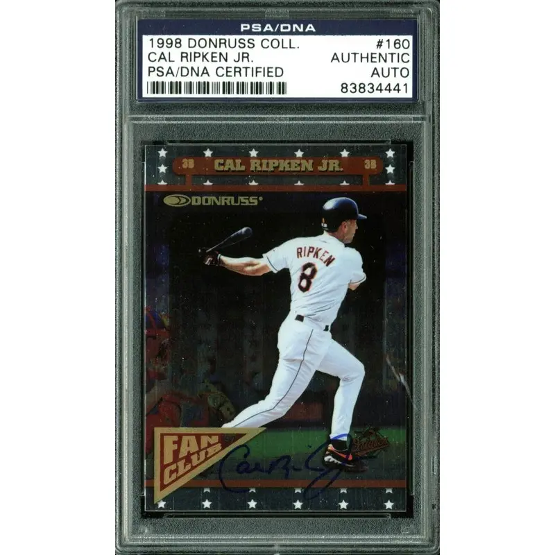 Orioles Cal Ripken Jr. Authentic Signed Card 1998 Donruss Coll. #160 PSA Slabbed