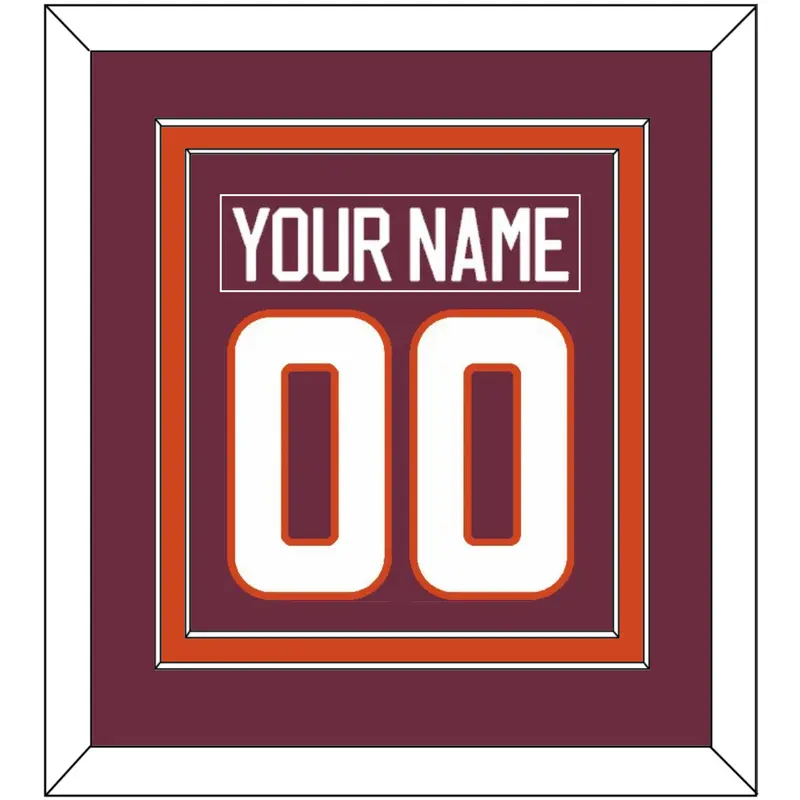 Virginia Tech Hockey Nameplate & Number (Back) Combined - Road Maroon - Double Mat 2