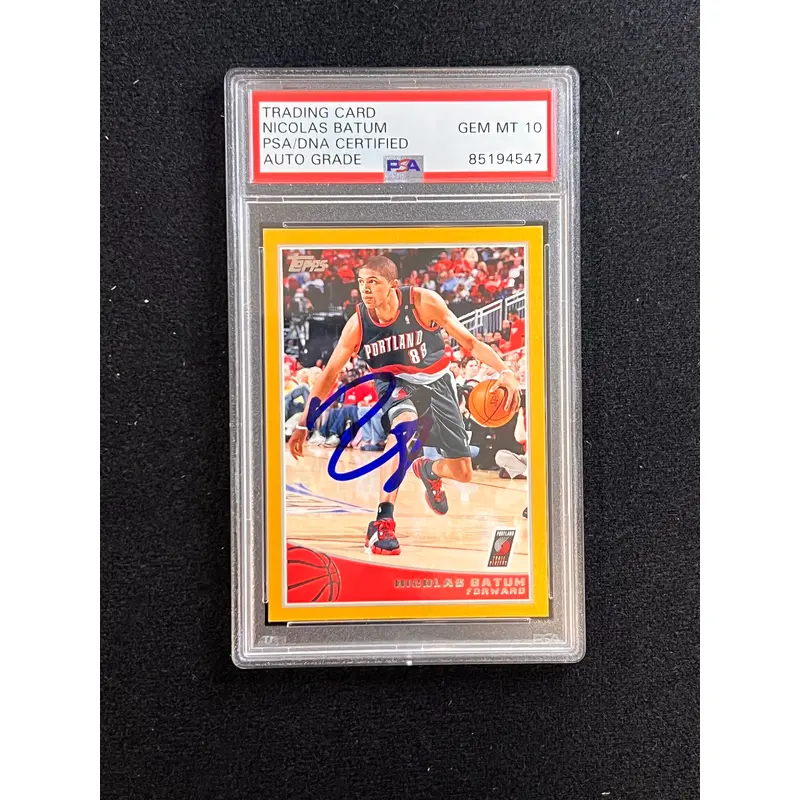 2009-10 Topps Nicolas Batum Signed Card AUTO 10 PSA Slabbed Blazers