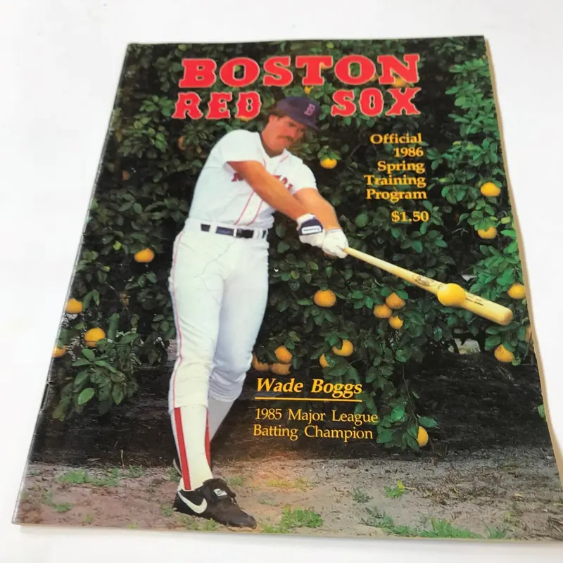 Rare 1986 Boston Red Sox Team Signed Spring Training Program W/ Original Ticket