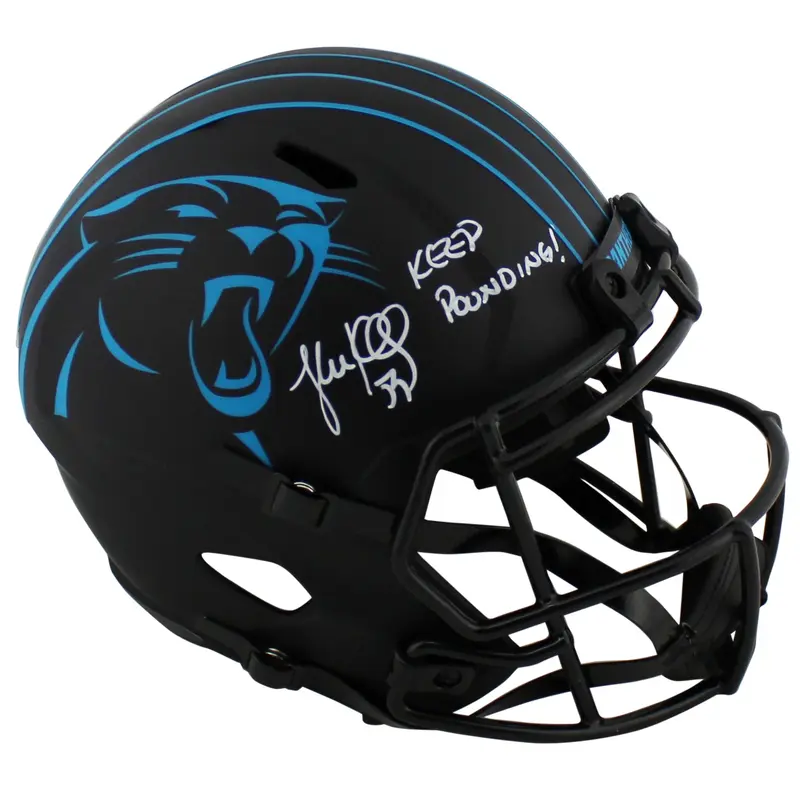 Panthers Luke Kuechly "Keep Pounding" Signed Eclipse F/S Speed Rep Helmet BAS