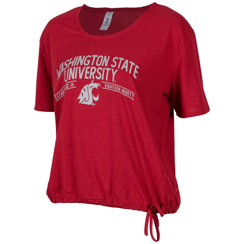 ZOOZATZ Washington State University Crimson Cinch Bottom Tee