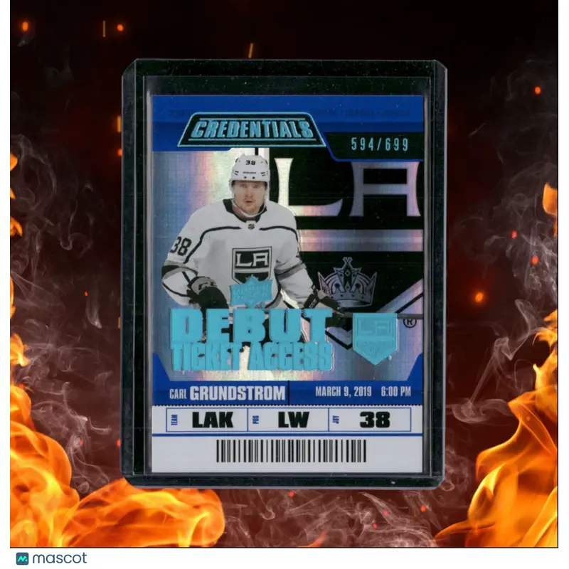 2019-20 Upper Deck Credentials Carl Grundstrom Debut Ticket Access Blue Rookie