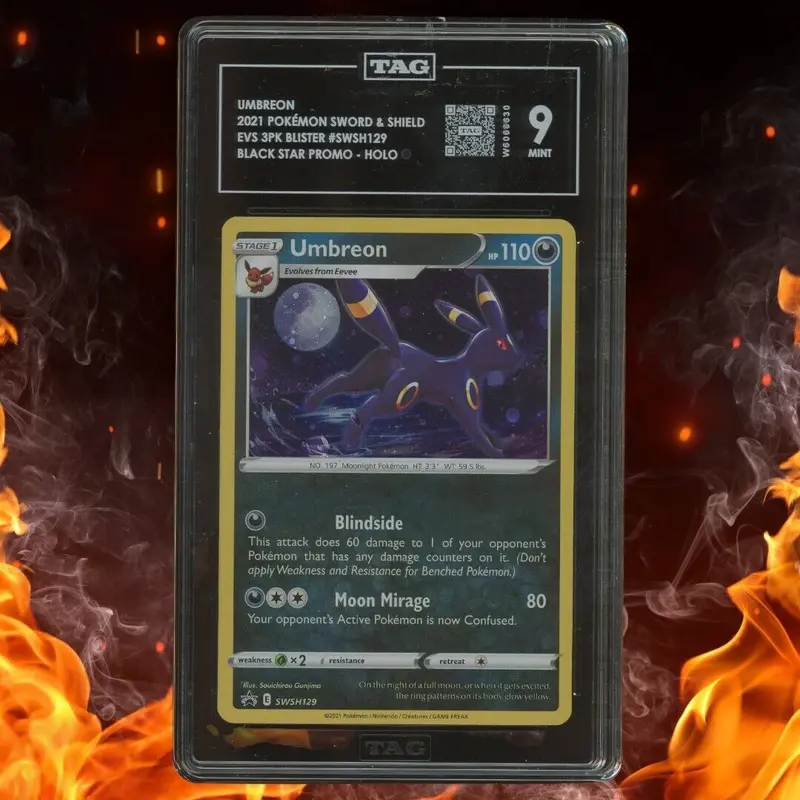Pokemon Evolving Skies 3 Pack UMBREON Black Star Promo Holo SWSH129 TAG 9