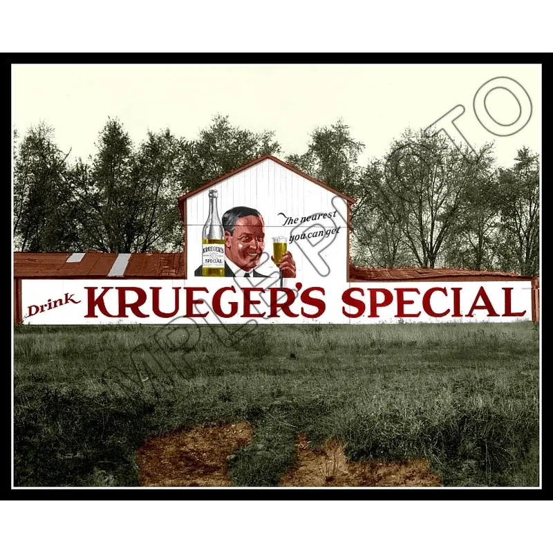 1924 Krueger Special Beer Billboard Colorized 8X10 Photo - 2260