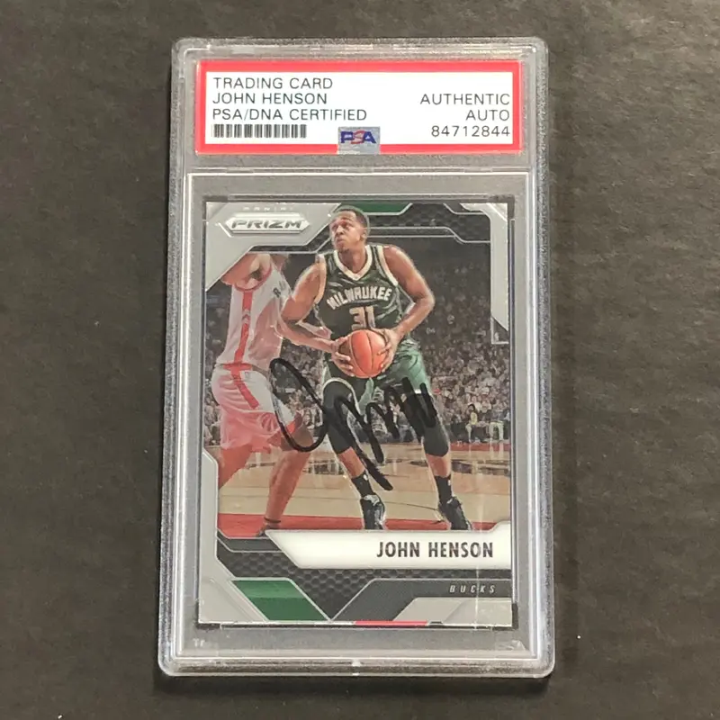 2016-17 Panini Prizm #18 John Henson Signed Card AUTO PSA Slabbed Bucks