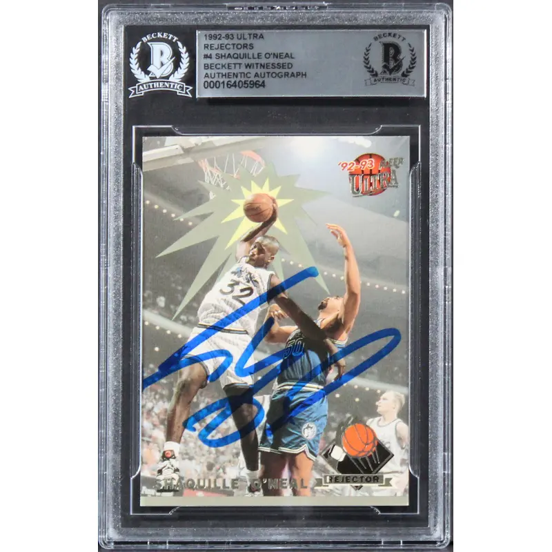 Magic Shaquille O'Neal Signed 1992 Ultra Rejectors #4 Rookie Card BAS Slabbed
