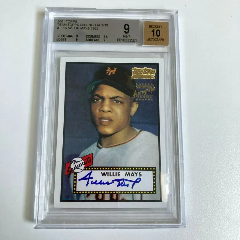 1952 Topps Willie Mays Signed Autographed RP RC Baseball Card BGS 9 Auto 10