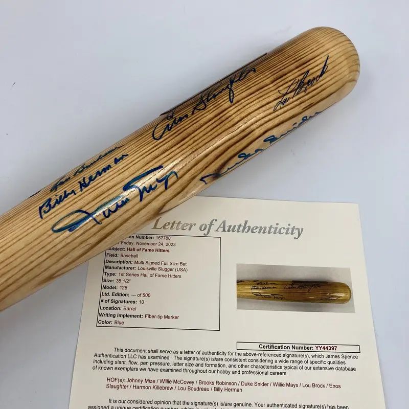 Willie Mays Willie Mccovey Hall Of Fame Multi Signed Baseball Bat JSA COA