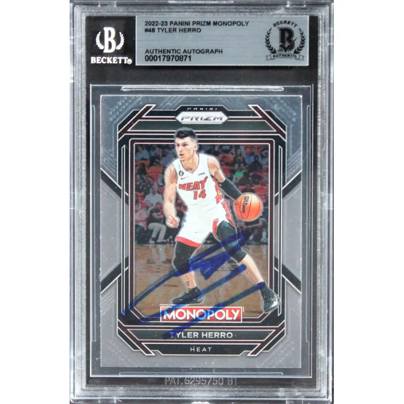Heat Tyler Herro Signed 2022 Panini Prizm Monopoly #48 Card BAS Slabbed