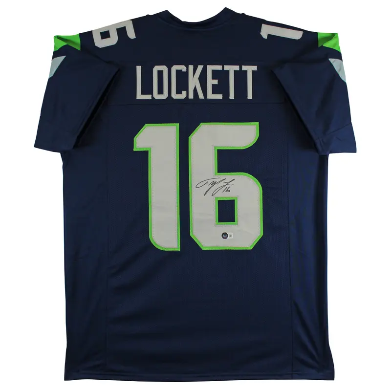 Tyler Lockett Authentic Signed Navy Blue Pro Style Jersey BAS Witnessed