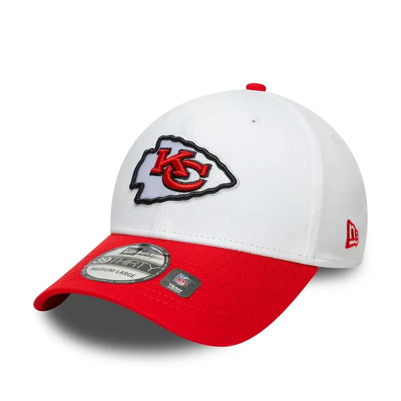 Kansas City Chiefs NFL Team Logo White 39THIRTY Stretch Fit Adjustable Cap