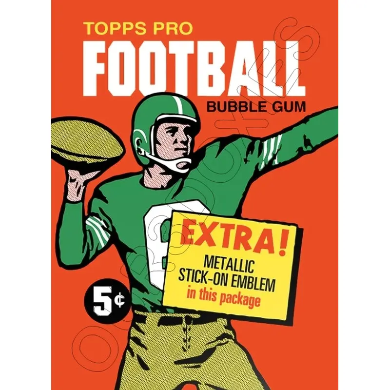 1960 Topps Football Wax Pack Wrapper Store Counter Standup Sign - 3010
