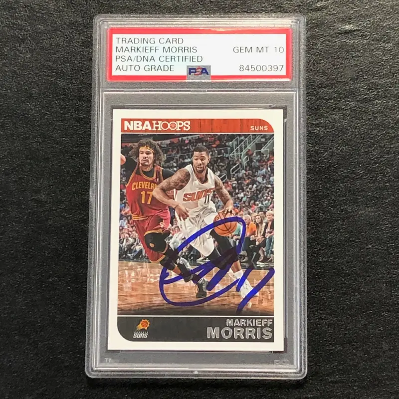 2014-15 NBA Hoops #6 Markieff Morris Signed Card AUTO 10 PSA Slabbed Suns