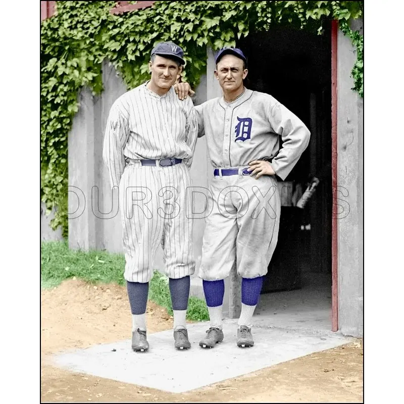 Ty Cobb Walter Johnson Colorized 8X10 Photo - Tigers Senators - 24