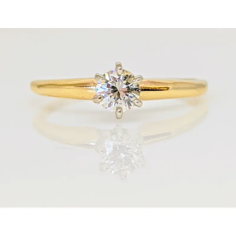 14K .24 CARAT TOTAL SI2 H DIAMOND ROUND SOLITAIRE ESTATE RING 1.4 GRAMS