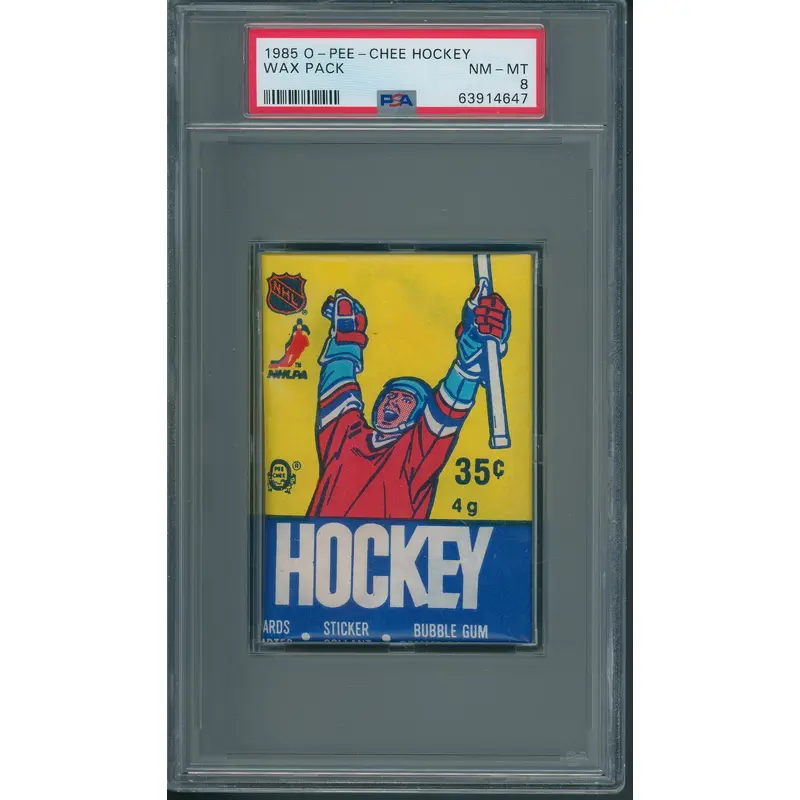 1985 1985/86 OPC O-Pee-Chee Hockey Unopened Wax Pack PSA 8