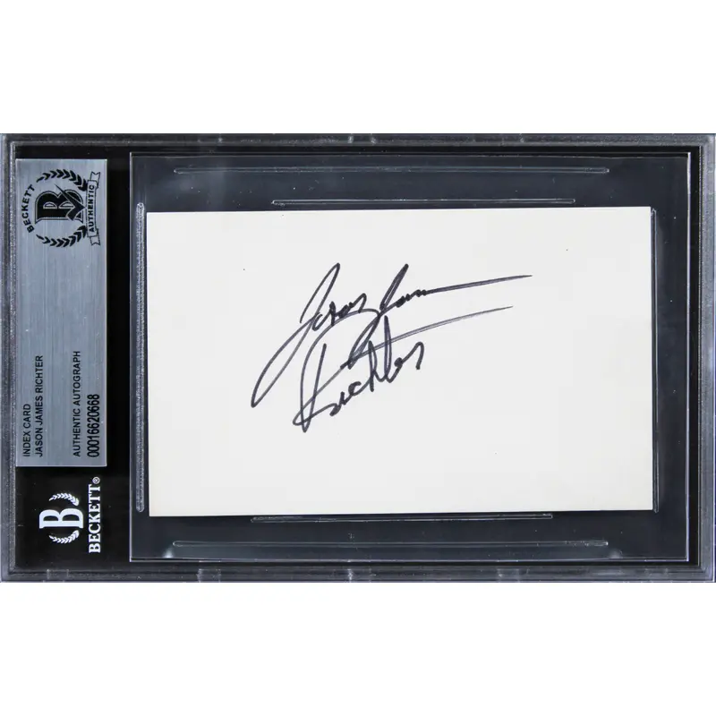 Jason James Richter Free Willy Authentic Signed 3x5 Index Card BAS Slabbed