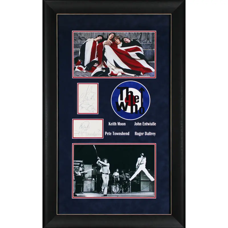 The Who (4) Moon, Townshend, Entwistle, Daltrey Signed & Framed Cut JSA #YY52817