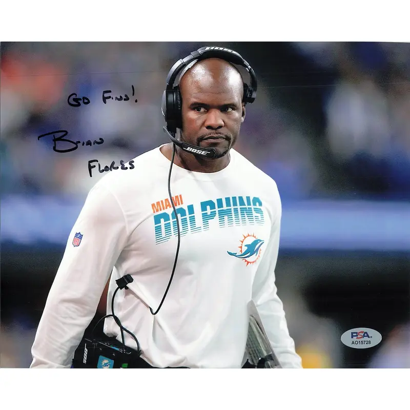 BRIAN FLORES signed 8x10 photo PSA/DNA Miami Dolphins Autographed