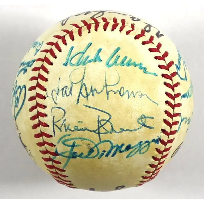 Joe Dimaggio Hank Aaron Stan Musial Hall Of Fame Multi Signed Baseball JSA COA