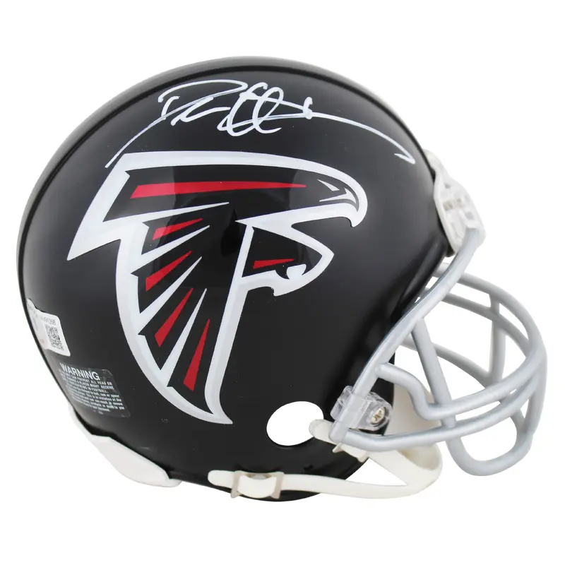 Falcons Deion Sanders Signed Black Rep Mini Helmet w/ White Sig BAS Witnessed