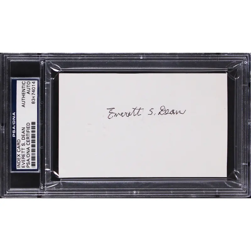 Indiana Everett S. Dean Authentic Signed 3x5 Index Card PSA/DNA Slabbed