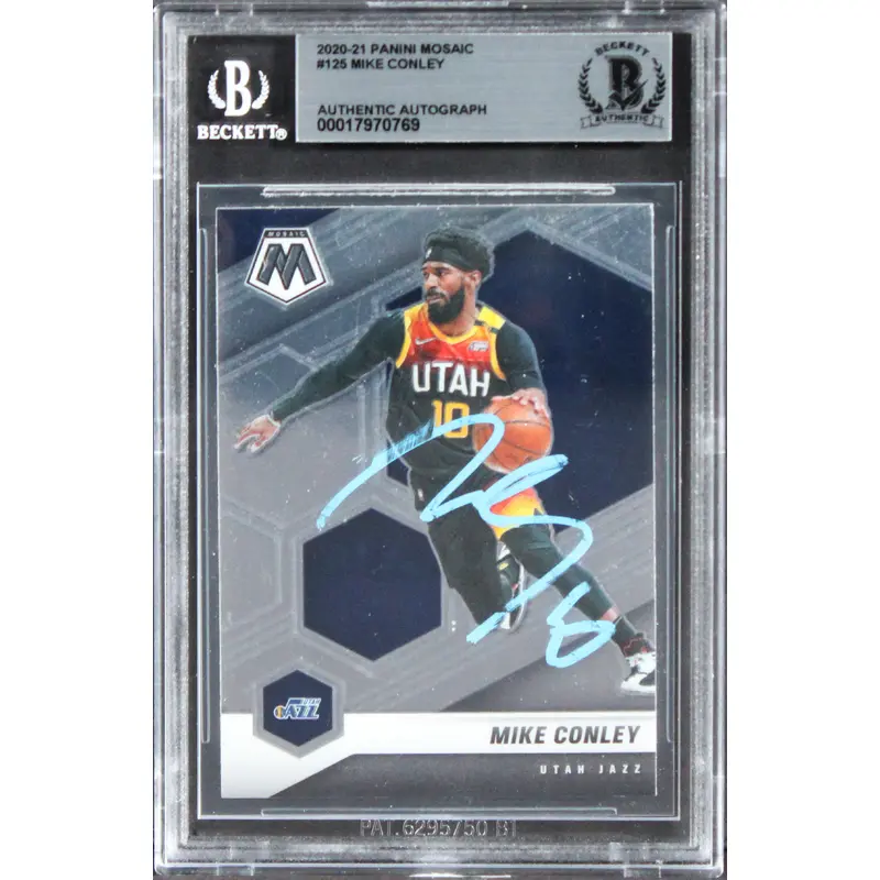 Jazz Mike Conley Authentic Signed 2020 Panini Mosaic #125 Card BAS Slabbed