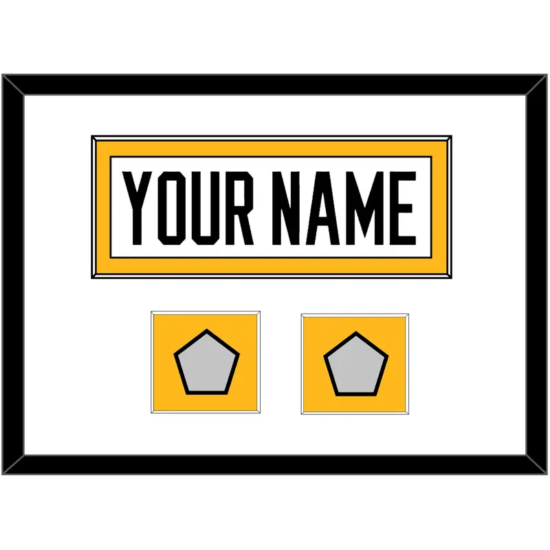 Pittsburgh Nameplate & 2 Stanley Cup Finals Patches - Home White (1988-1992) - Single Mat 1