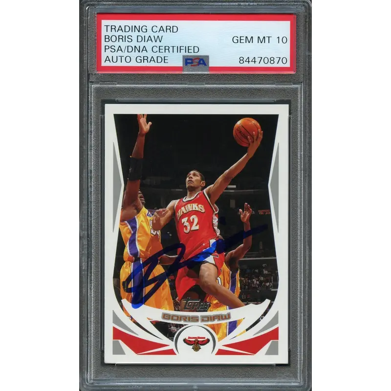 2004 NBA Topps #65 Boris Diaw Signed Card AUTO 10 PSA Slabbed RC