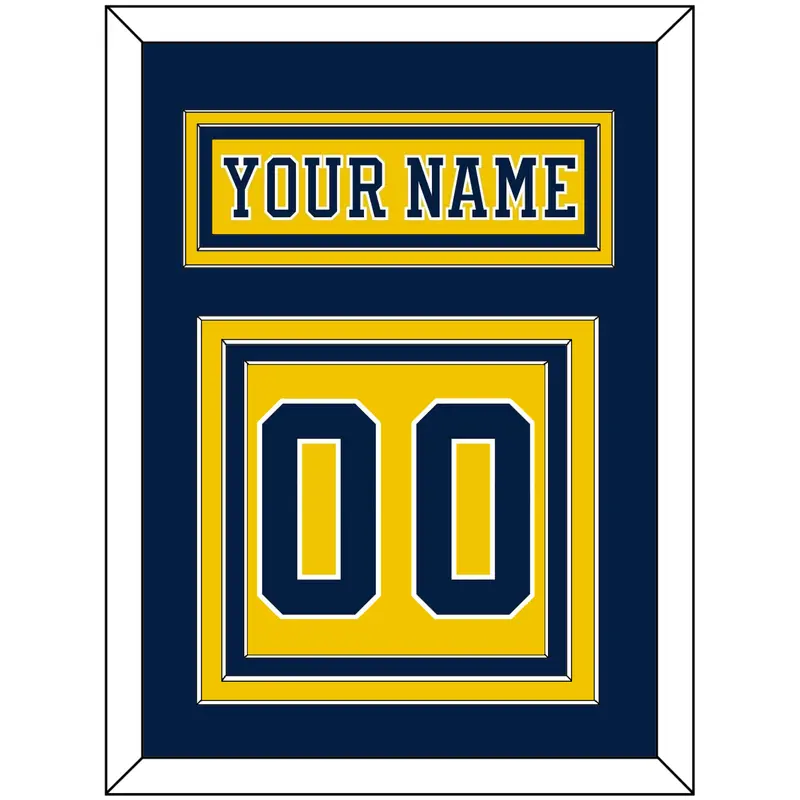 Michigan Hockey Nameplate & Number (Back) - Alternate Maize (2019-2020) - Triple Mat 3