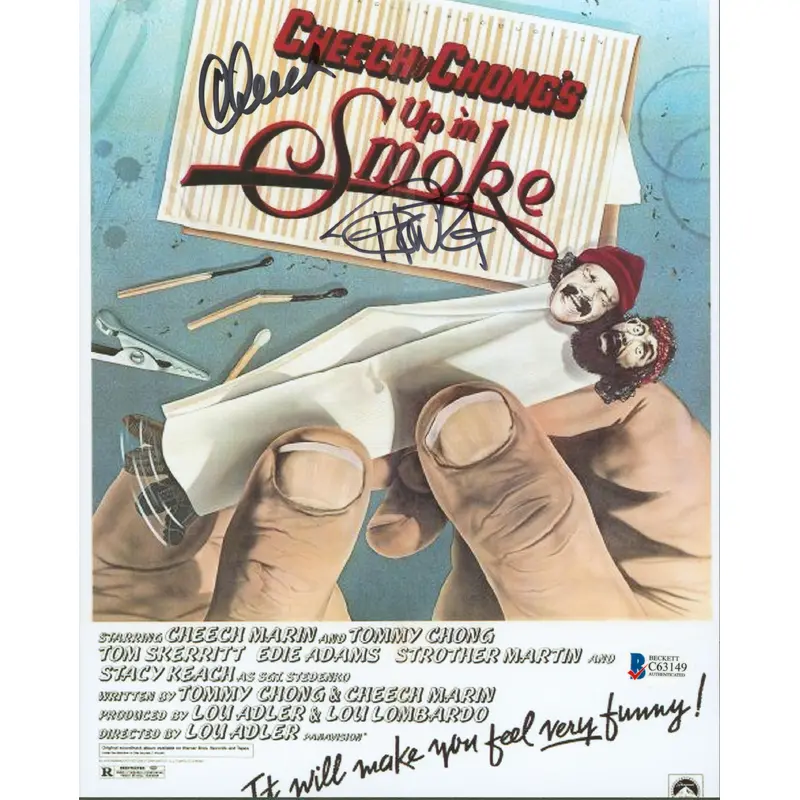 Cheech Marin & Tommy Chong Up in Smoke Authentic Signed 8x10 Photo BAS #C63149