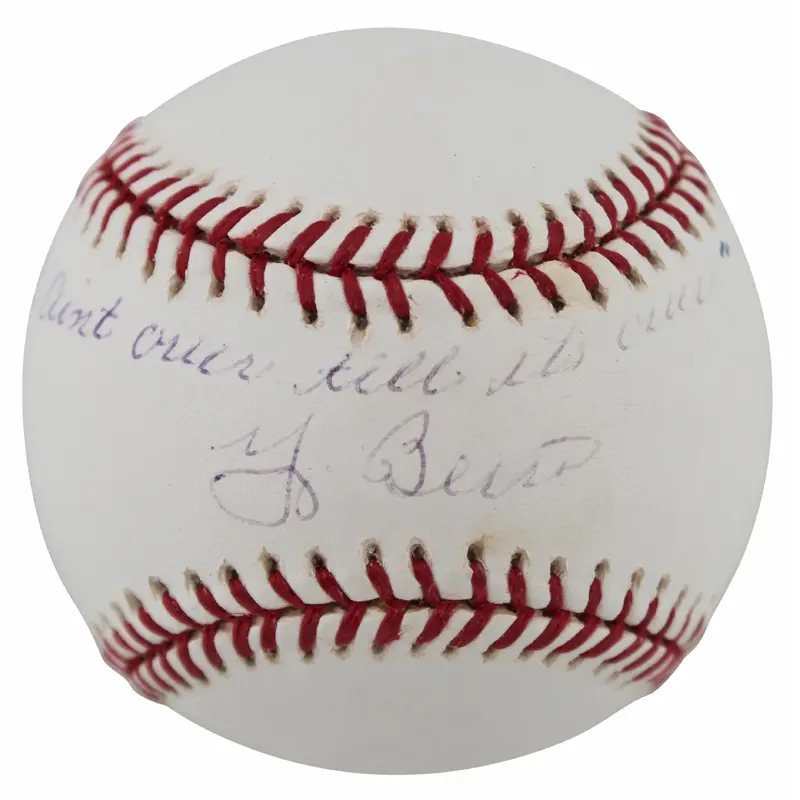 Yankees Yogi Berra "It Aint Over Till Its Over" Signed Oml Baseball BAS #BN00175