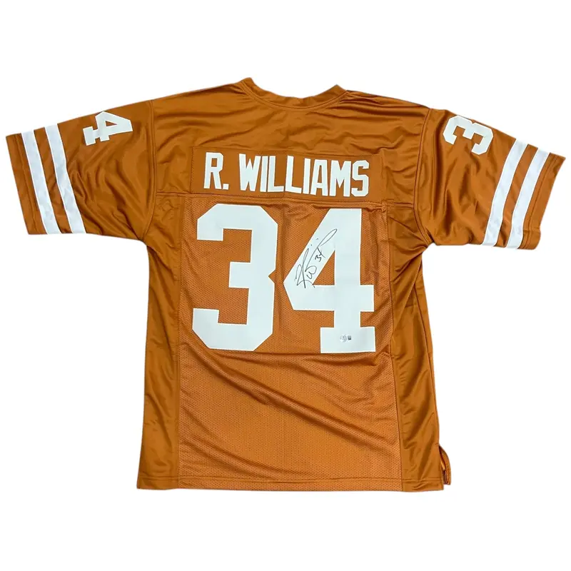 Ricky Williams Autographed Texas Longhorns (Orange #34) Custom Jersey - JSA