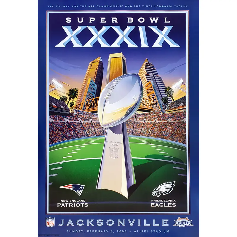 Super Bowl XXXIX (Jacksonville 2005) Official Event Poster - Action Images
